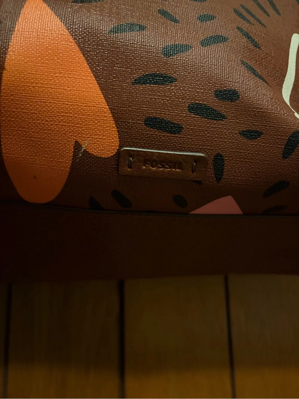 Fossil Jaqueline Tote Bag Large Brown with multiple hearts